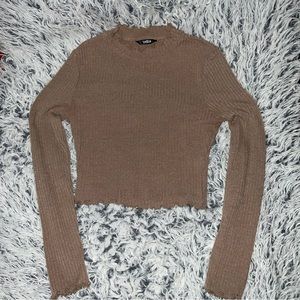 COPY - LIKE NEW Lettuce Trim Tan Crop Top